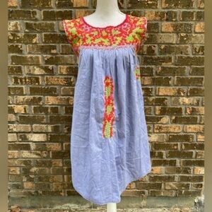 Mi Golondrina Embroidered Dress Sz Small Summer Sundress Floral